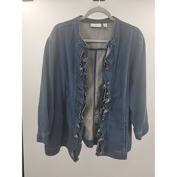 Chico's Jackets & Blazers - Chico's Womens Soft Denim Jacket Size 2X Boho Preppy Bohemian Office Work